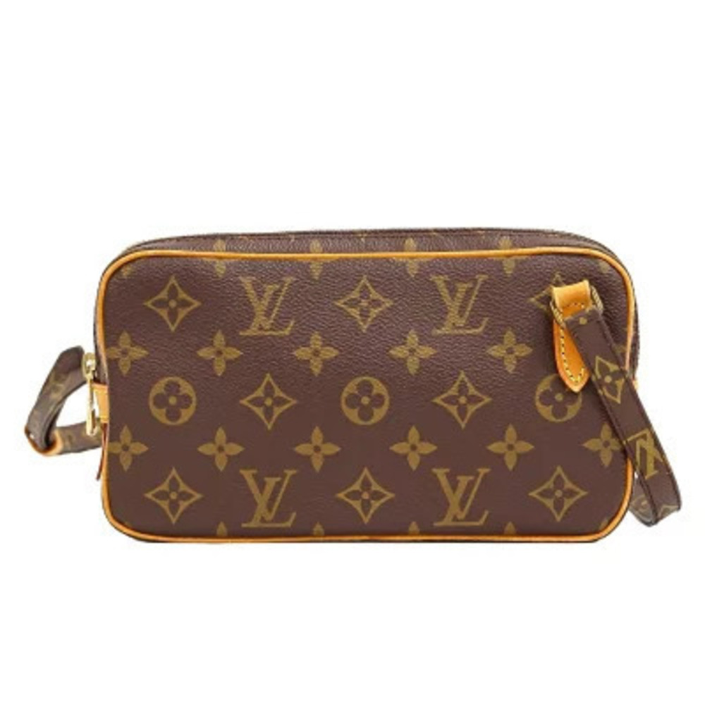 Louis Vuitton LV Pochette Marly Monogram Shoulder Bag Canvas Leather Brown
